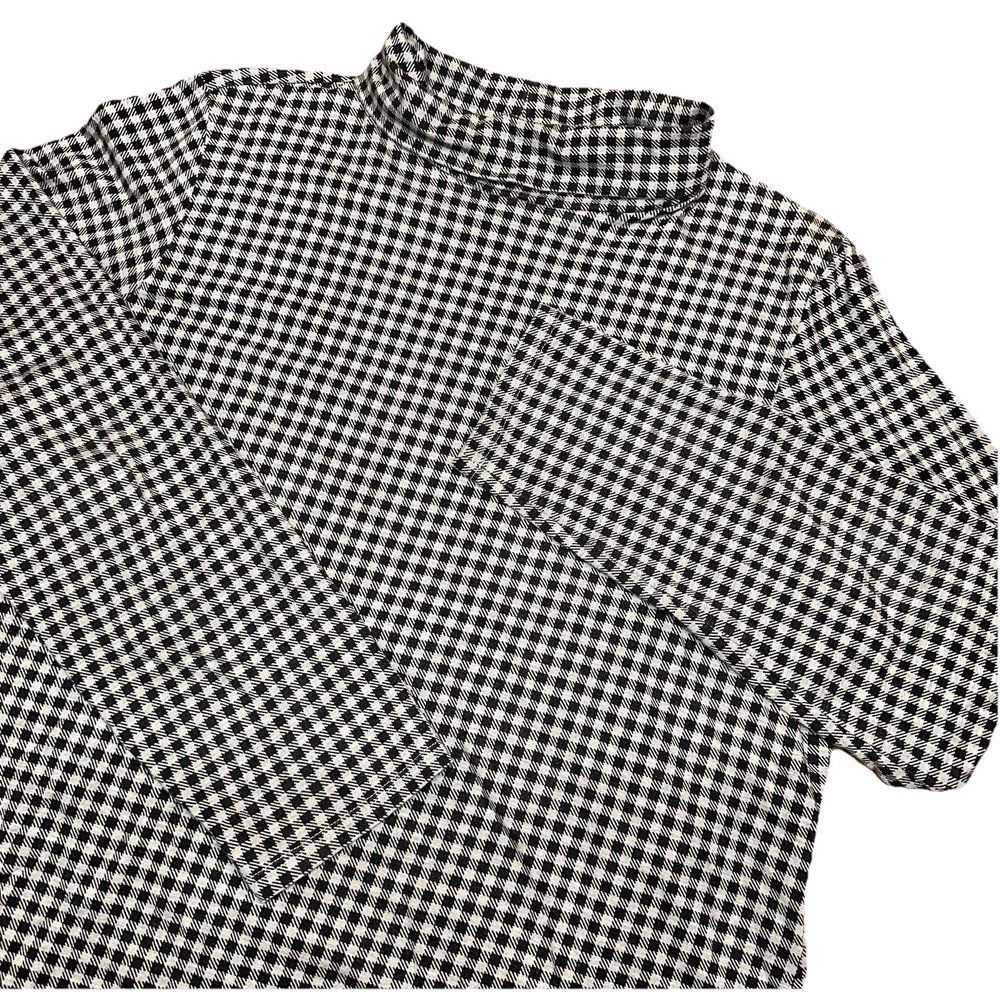 J. Jill Luxe Supima Cotton Turtleneck‎ Tunic Gingham Check Long Sleeve Women's L